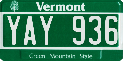 VT license plate YAY936
