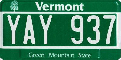 VT license plate YAY937