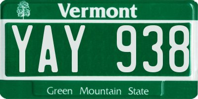 VT license plate YAY938