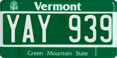 VT license plate YAY939