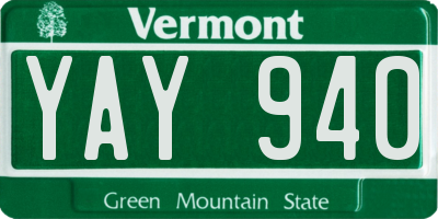 VT license plate YAY940