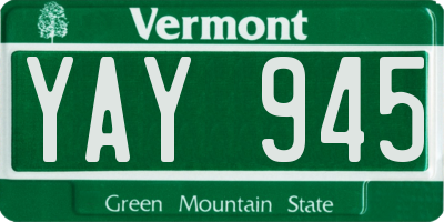 VT license plate YAY945