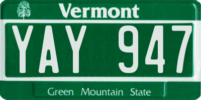 VT license plate YAY947