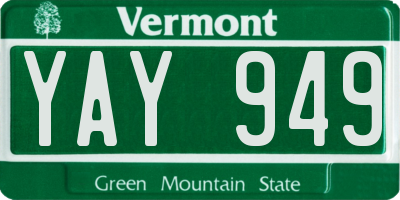 VT license plate YAY949