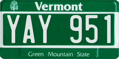 VT license plate YAY951