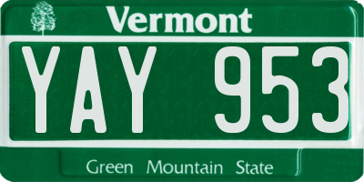 VT license plate YAY953