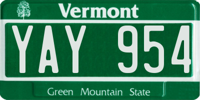 VT license plate YAY954