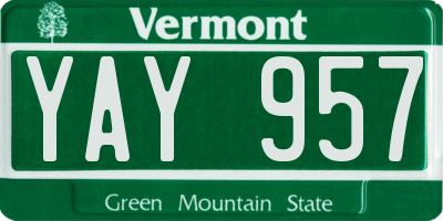 VT license plate YAY957