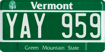 VT license plate YAY959