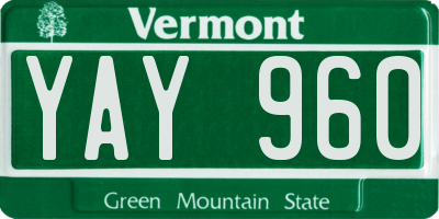 VT license plate YAY960