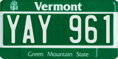 VT license plate YAY961