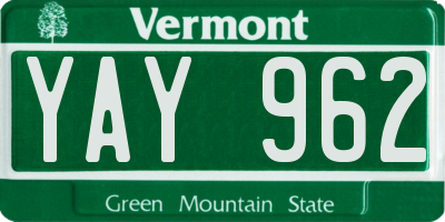 VT license plate YAY962