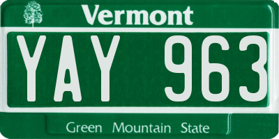 VT license plate YAY963