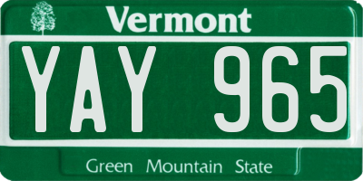 VT license plate YAY965