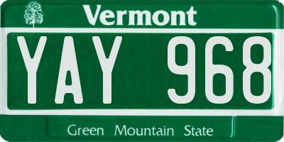 VT license plate YAY968