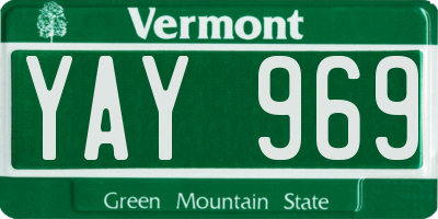 VT license plate YAY969