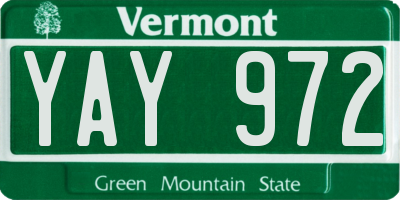 VT license plate YAY972