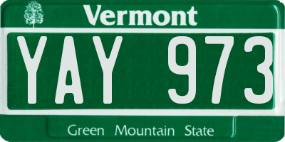 VT license plate YAY973
