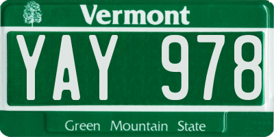 VT license plate YAY978