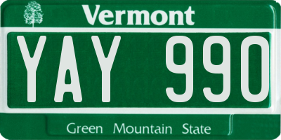 VT license plate YAY990
