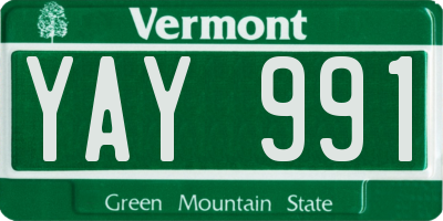 VT license plate YAY991