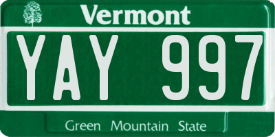 VT license plate YAY997
