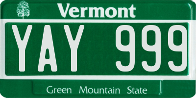 VT license plate YAY999