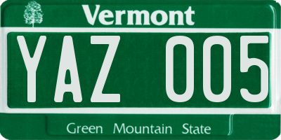 VT license plate YAZ005