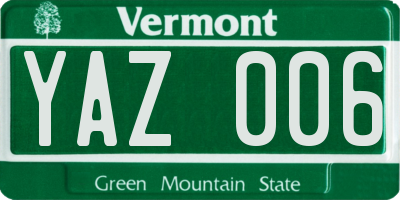 VT license plate YAZ006
