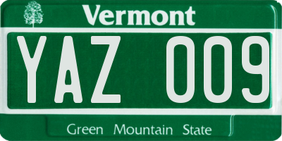 VT license plate YAZ009
