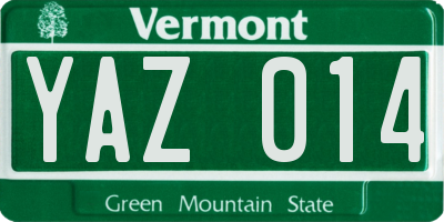 VT license plate YAZ014