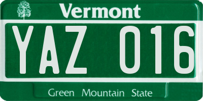VT license plate YAZ016