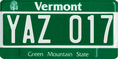 VT license plate YAZ017