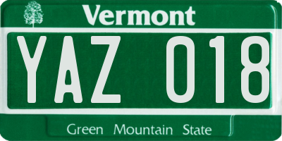 VT license plate YAZ018