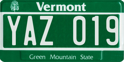 VT license plate YAZ019
