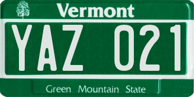VT license plate YAZ021