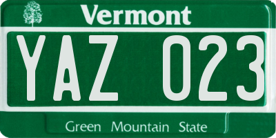 VT license plate YAZ023