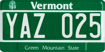 VT license plate YAZ025