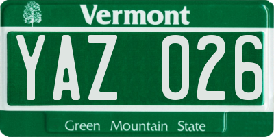 VT license plate YAZ026