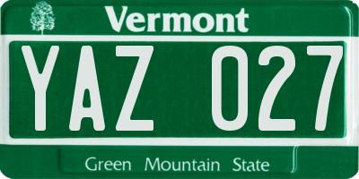 VT license plate YAZ027