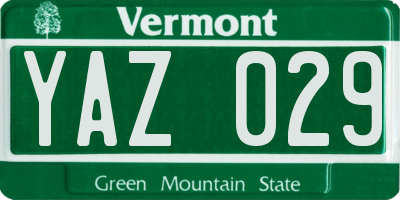 VT license plate YAZ029