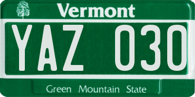 VT license plate YAZ030