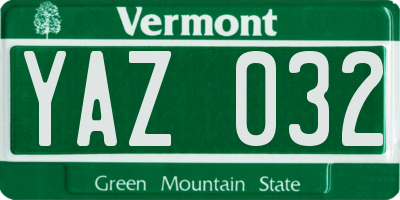 VT license plate YAZ032