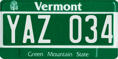 VT license plate YAZ034