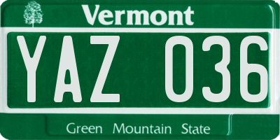 VT license plate YAZ036