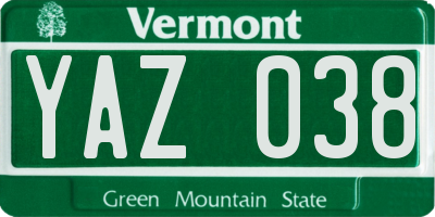 VT license plate YAZ038