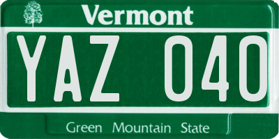 VT license plate YAZ040