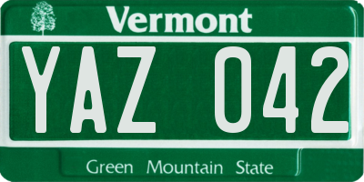 VT license plate YAZ042
