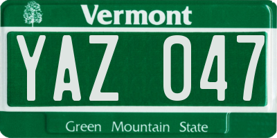 VT license plate YAZ047