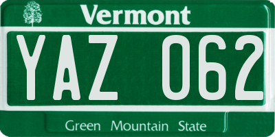 VT license plate YAZ062